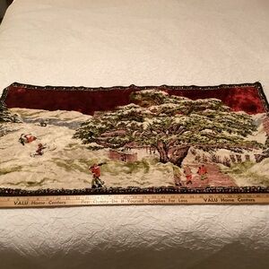 Vintage Tapestry, Country side skiers winterr scene